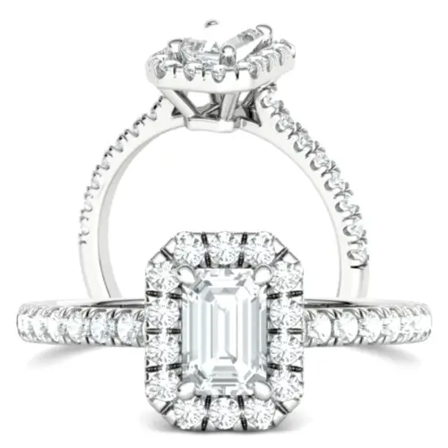 טבעת אירוסין יהלום אמרלד מלבני