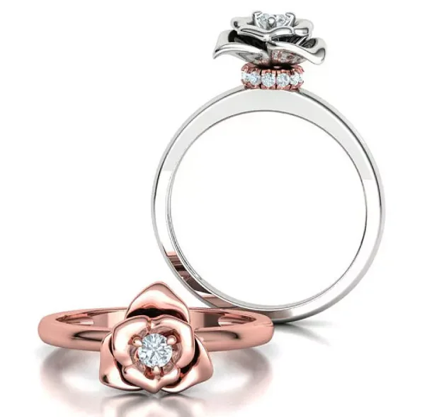 טבעת אירוסין פרח ורד