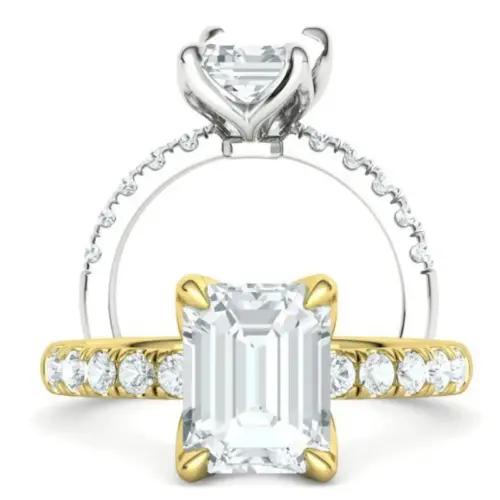 טבעת יהלום אמרלד מלבני