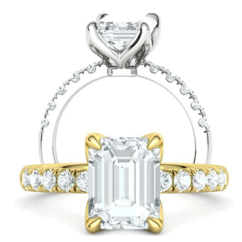 טבעת יהלום אמרלד מלבני