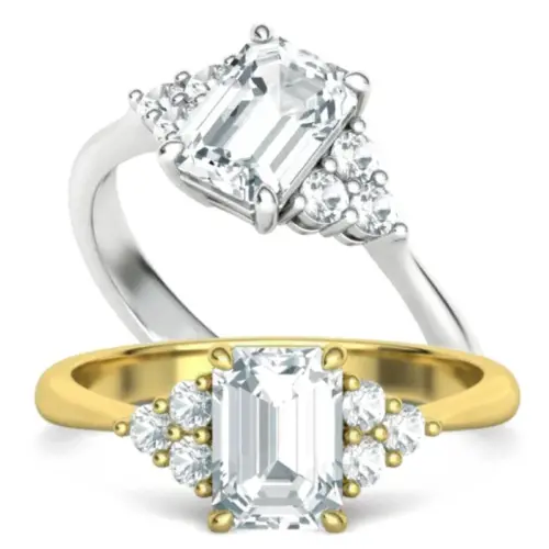 טבעת יהלום אמרלד וינטאג'