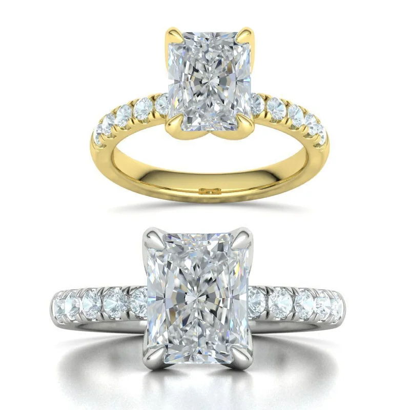 טבעת יהלום אמרלד מלבני