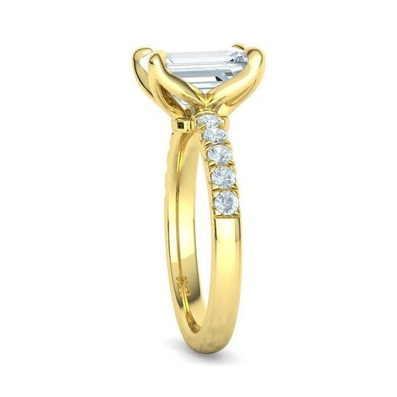 טבעת יהלום אמרלד מלבני