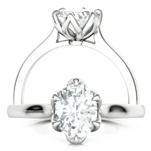 טבעת סוליטר יהלום אובלי