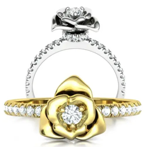 טבעת יהלום בצורת פרח