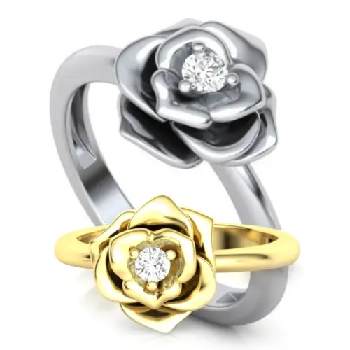 טבעת פרח יהלום שושנה