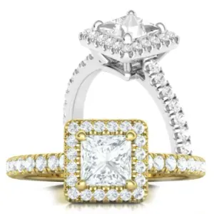 טבעת יהלום מרובע פרינסס היילו