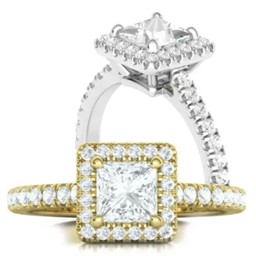 טבעת יהלום מרובע פרינסס היילו