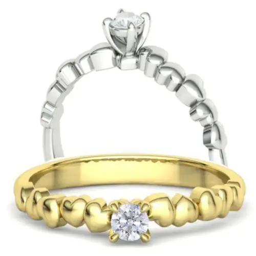 טבעת יהלום בצורת לב