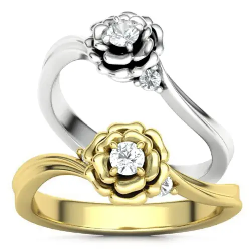 טבעת אירוסין פרח משובץ