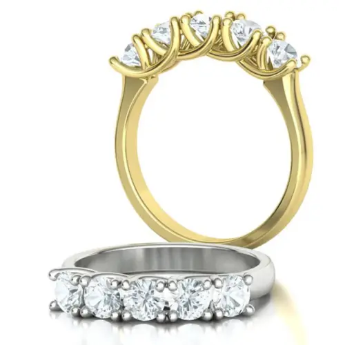 טבעת 5 יהלומים שורה