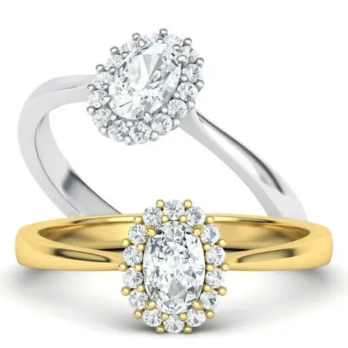 טבעת דיאנה יהלומים אובלית