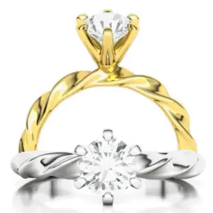 טבעת אירוסין סוליטר עם פס מפותל