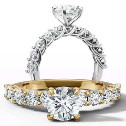 טבעת יהלומים צדדיים גדולים