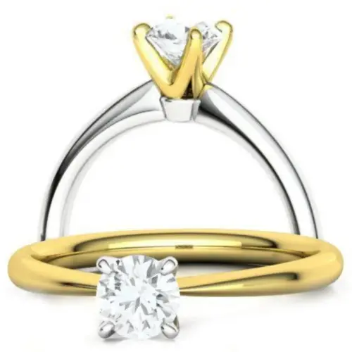 טבעת אירוסין סוליטר זהב צהוב ולבן