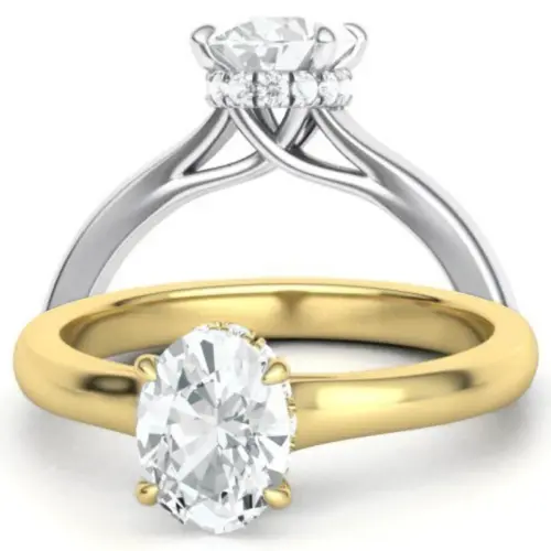 טבעת אירוסין אובלית הילה נסתרת