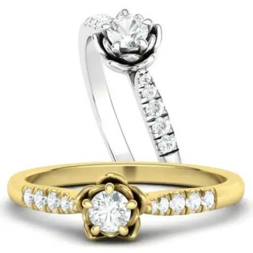 טבעת אירוסין בעיצוב ורד פרחוני