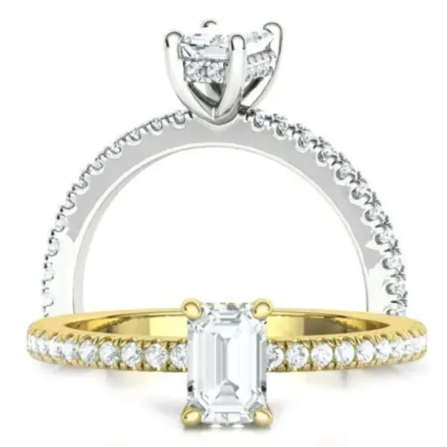 טבעת יהלום אמרלד קאט