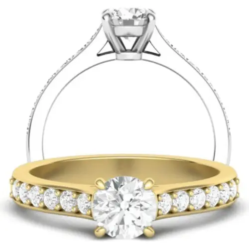 טבעת סוליטר משובצת יהלומי צד גדולים