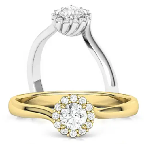 טבעת היילו עגולה משובצת יהלומים