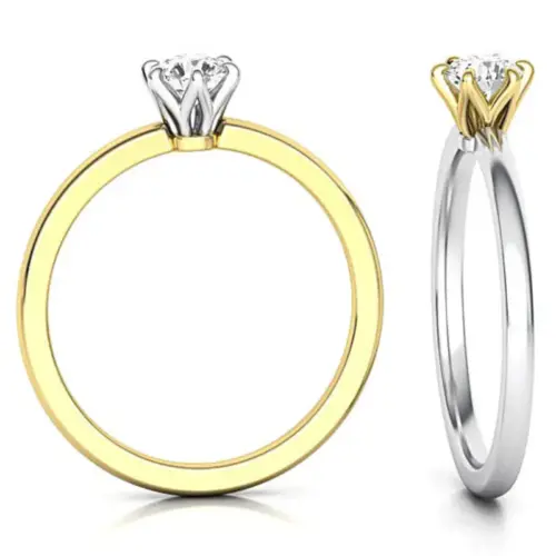 טבעת אירוסין 2 צבעי זהב צהוב ולבן