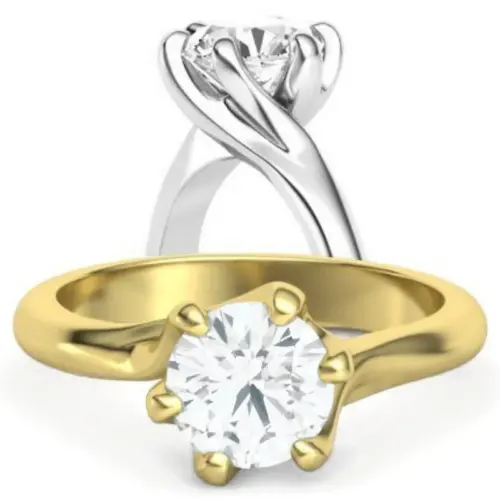 טבעת טויסט סוליטר יהלום עגול