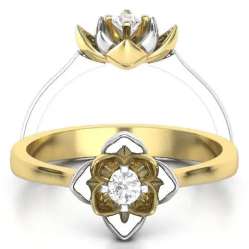 טבעת אירוסין פרח לוטוס משובצת יהלום