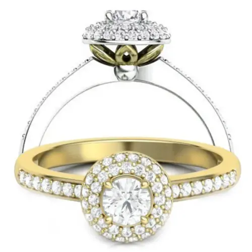 טבעת יהלום מרכזי עגול עם שורת יהלומי צד