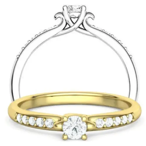 טבעת אירוסין עדינה קטנה ודקה שיבוץ צד