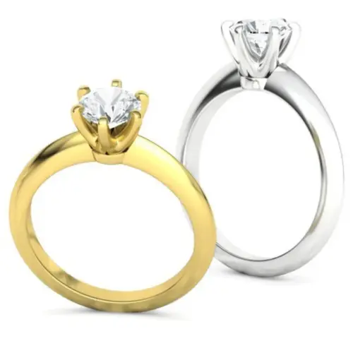 טבעת יהלום עגול שיבוץ 6 אצבעות