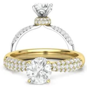 טבעת אירוסין משובצת יהלומים צדדיים