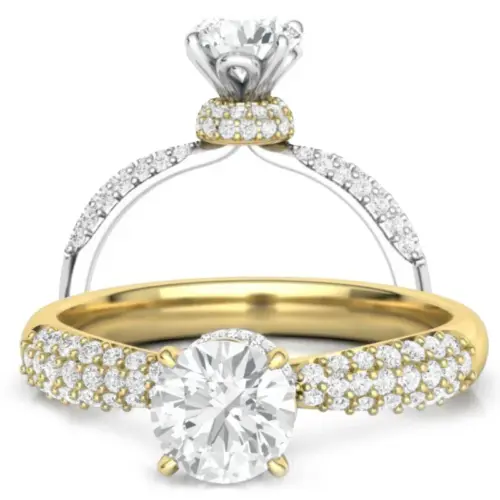 טבעת אירוסין משובצת יהלומים צדדיים