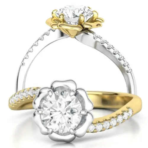 טבעת יהלומים פרח שושנה