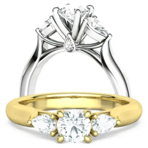 טבעת שלוש יהלומים טיפה