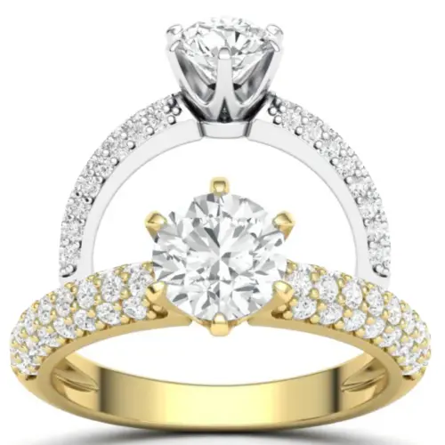 טבעת יהלומים רחבה שיבוץ פאווה