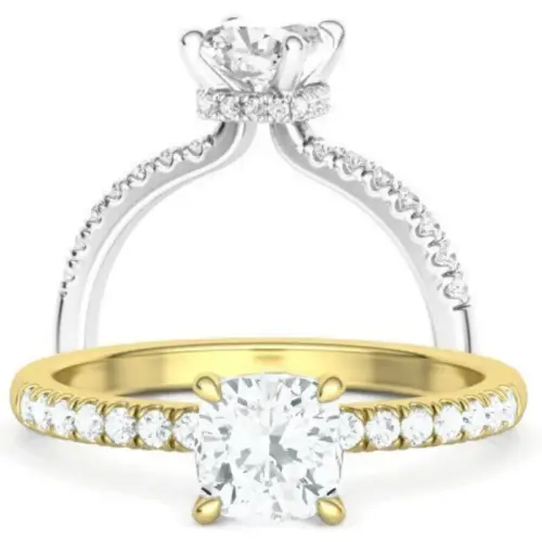 טבעת אירוסין יהלום קושן היילו