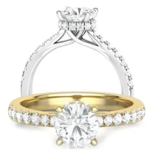 טבעת הילה נסתרת יהלומי צד גדולים