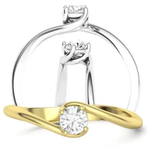 טבעת סוליטר מסובבת ספירלה טויסט