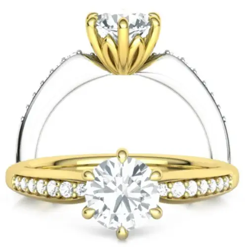 טבעת אירוסין סוליטר שני צבעי זהב