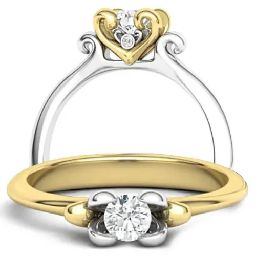 טבעת אירוסין מעוצבת בצורת לב