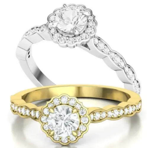 טבעת פרח וינטג' יהלומים