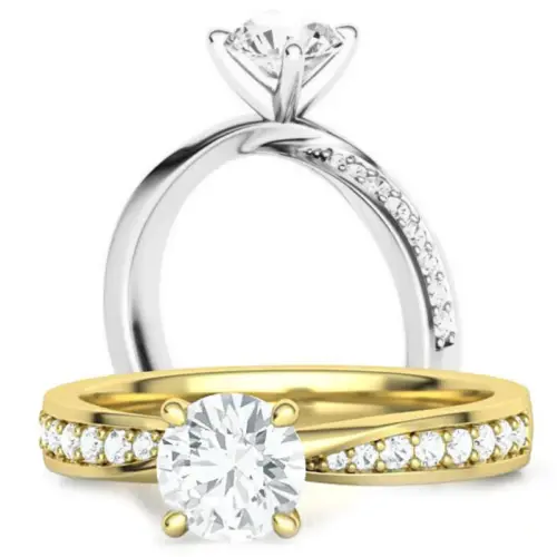 טבעת אירוסין ספירלה משובצת