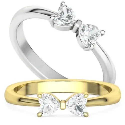 טבעת יהלום לב פפיון