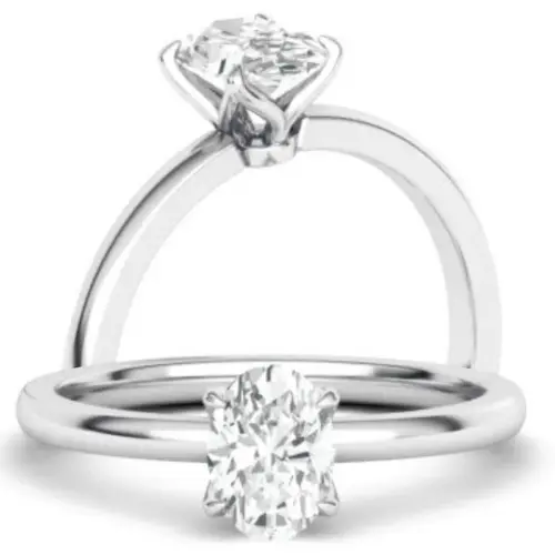 טבעת סוליטר יהלום אובלי קלאסית