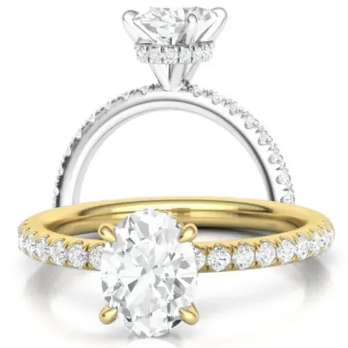 טבעת יהלום אובלי הילה נסתרת