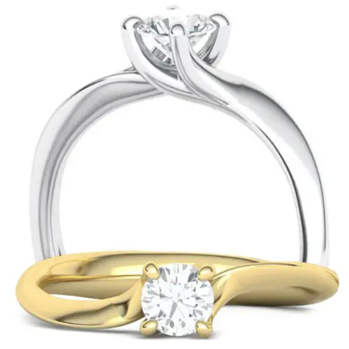 טבעת דקה ועדינה סוליטר טוויסט