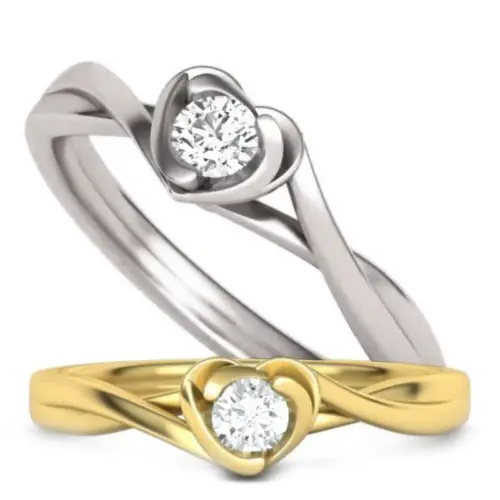 טבעת סוליטר בצורת לב