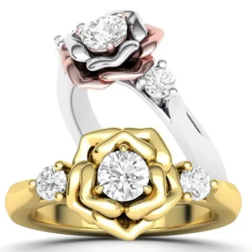 טבעת אירוסין בעיצוב פרח שושנה