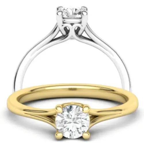 טבעת יהלומים סוליטר מפוצלת