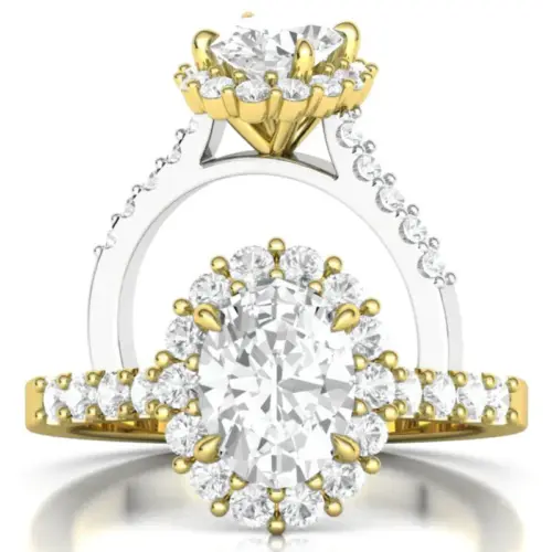 טבעת אובלית היילו משובצת יהלומים